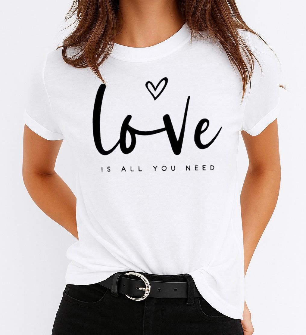 Tricou Alb Dama din Bumbac 100% - Love Need