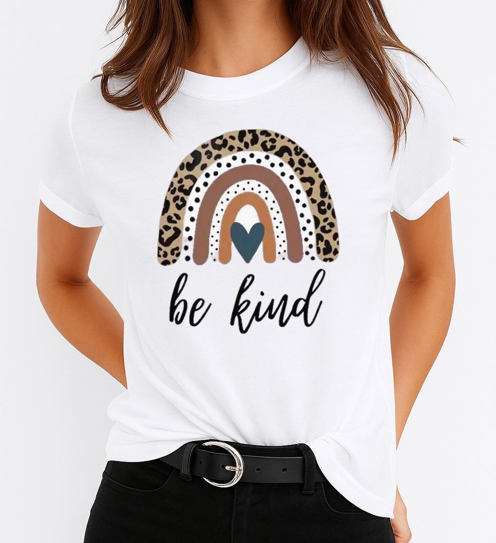 Tricou Alb Dama din Bumbac 100% - Be Kind