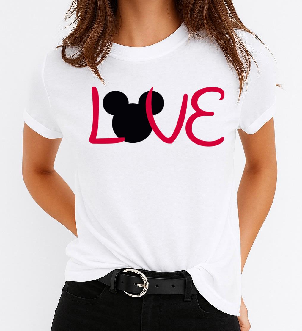 Tricou Alb Dama din Bumbac 100% - LovE