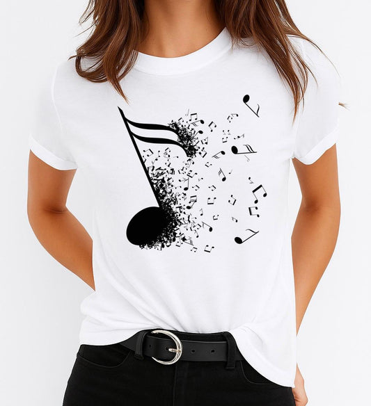 Tricou Alb Dama din Bumbac 100% - Music 3
