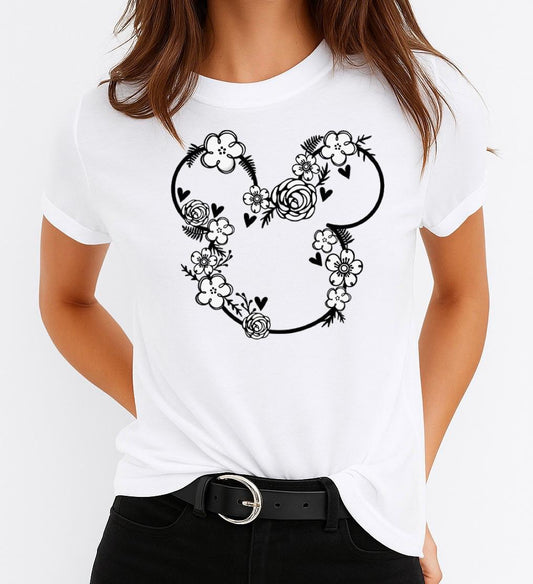 Tricou Alb Dama din Bumbac 100% - Nino Flowers