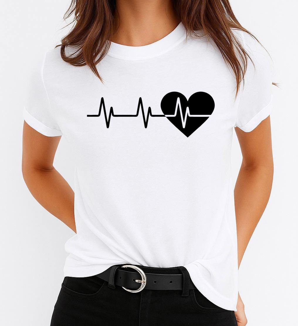 Tricou Alb Dama din Bumbac 100% - Heart 2