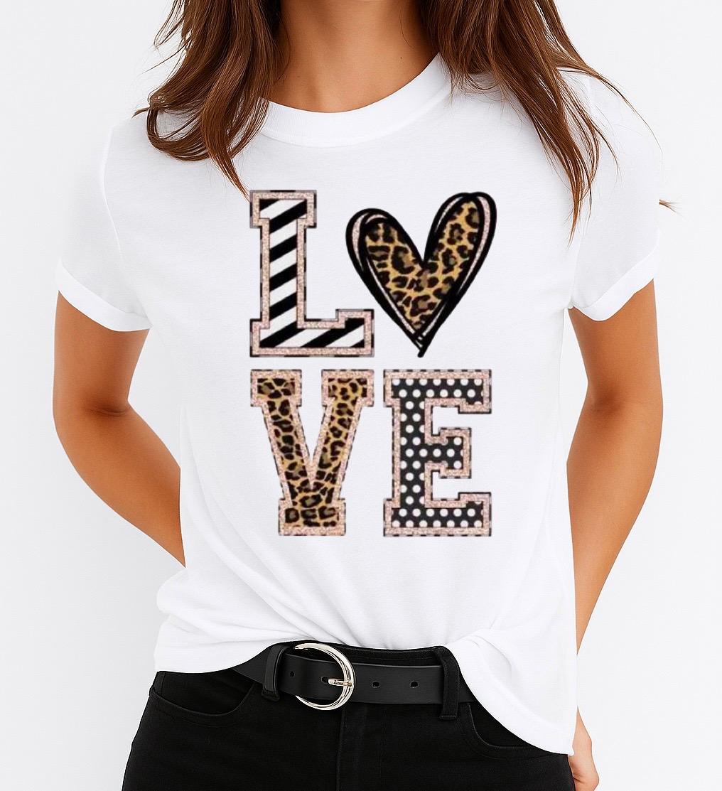 Tricou Alb Dama din Bumbac 100% - Love New