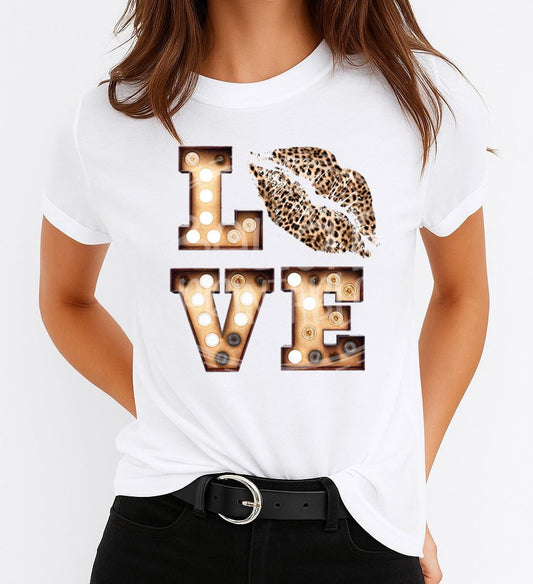 Tricou Alb Dama din Bumbac 100% - Love Kiss