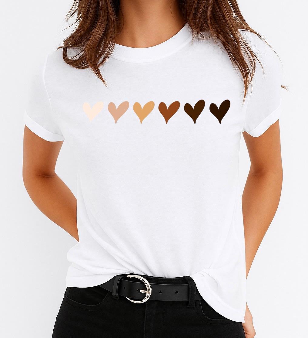 Tricou Alb Dama din Bumbac 100% - 5 Hearts 2