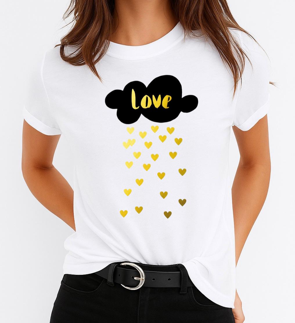 Tricou Alb Dama din Bumbac 100% - Too Much Love