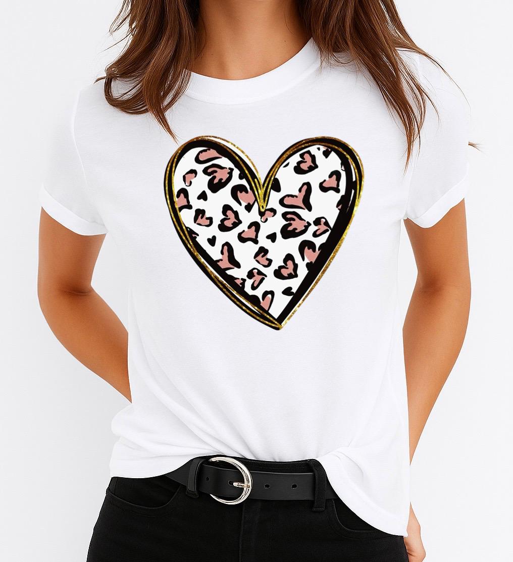 Tricou Alb Dama din Bumbac 100% - Beautiful Heart