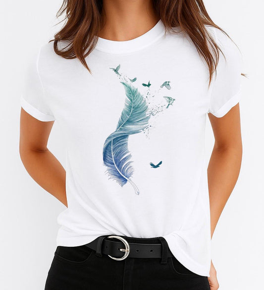 Tricou Alb Dama din Bumbac 100% - Primavara