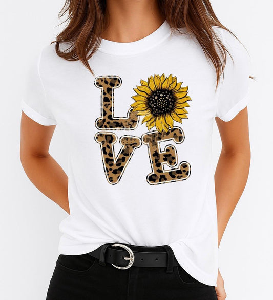 Tricou Alb Dama din Bumbac 100% - Yellow Love