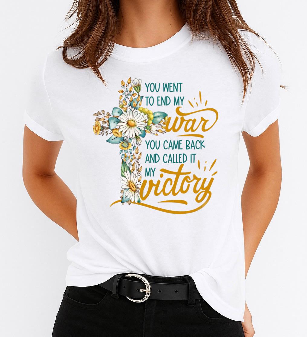 Tricou Alb Dama din Bumbac 100% - Victory
