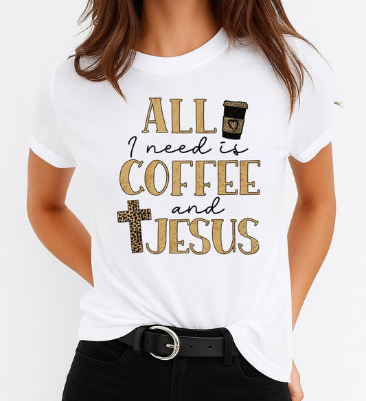 Tricou dama din bumbac 100% Coffee and Jesus
