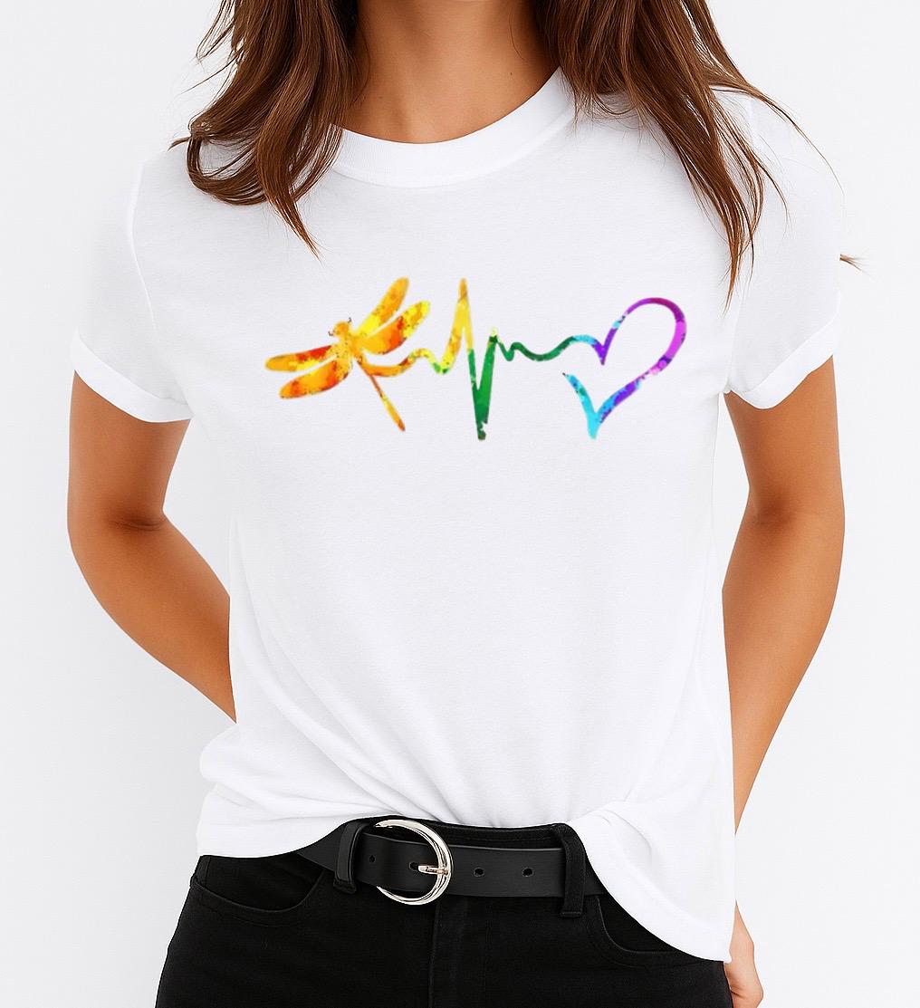 Tricou Alb Dama din Bumbac 100% - Love Libelula