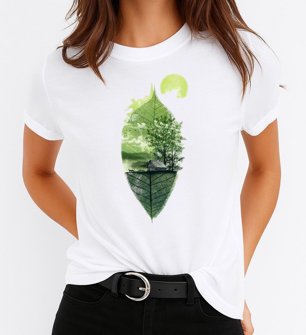 Tricou dama din bumbac 100% Petala Verde