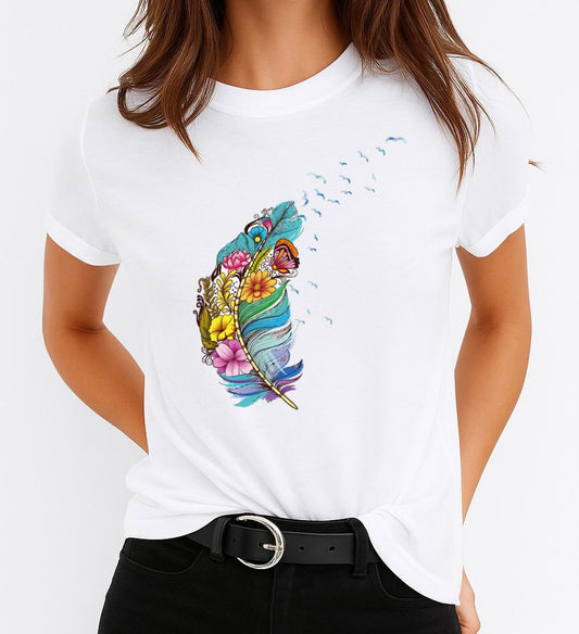 Tricou dama din bumbac 100% Petala Multicolor