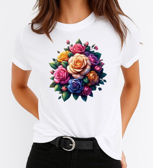 Tricou dama din bumbac 100% Color Flowers
