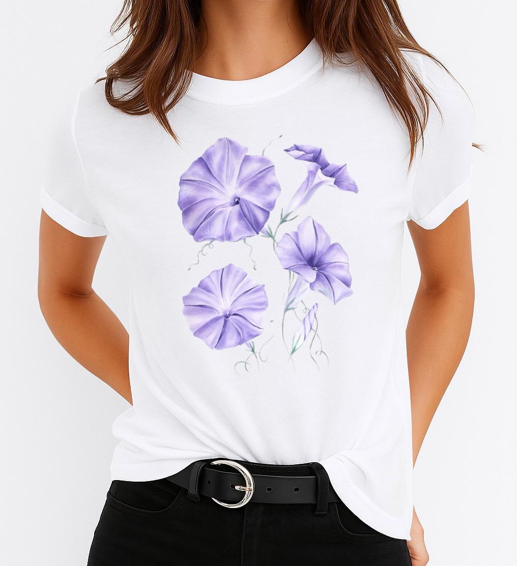 Tricou dama din bumbac 100% 4 Mov flowers