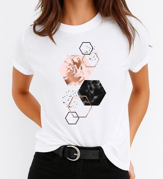 Tricou dama din bumbac 100% 6 Hexagoane