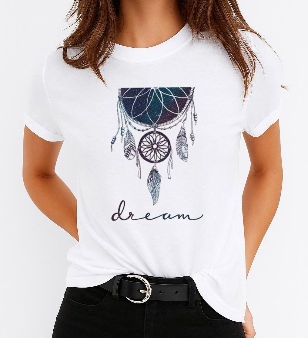 Tricou Alb Dama din Bumbac 100% - Dream 2