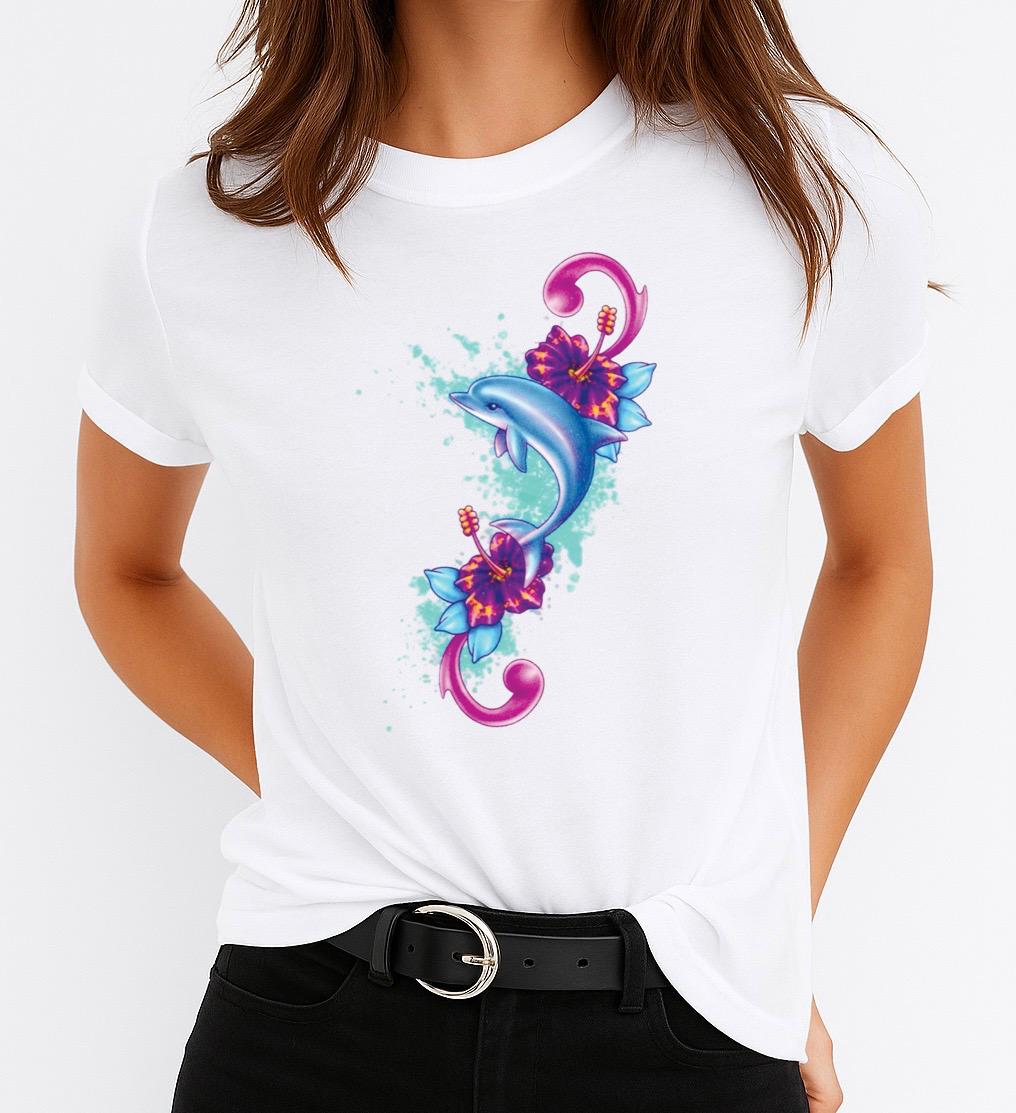 Tricou dama din bumbac 100% Nice Dolphin