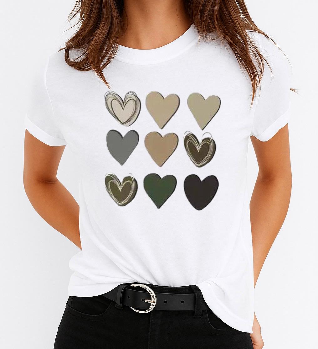 Tricou Alb Dama din Bumbac 100% - 9 Hearts