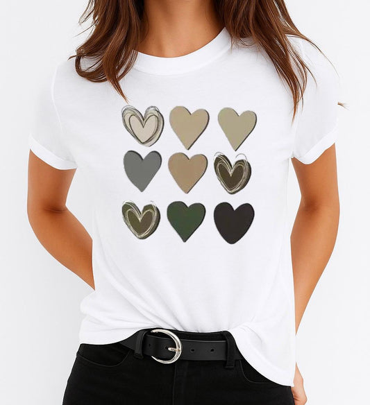 Tricou Alb Dama din Bumbac 100% - 9 Hearts - MonCherie