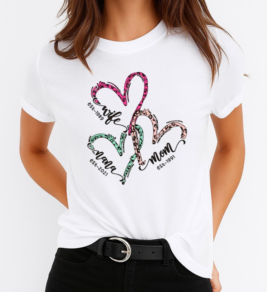Tricou Alb Dama din Bumbac 100% - Wife Mom Mama