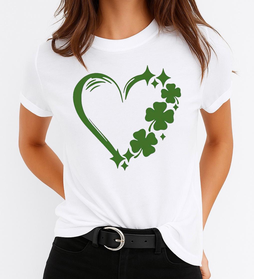 Tricou Alb Dama din Bumbac 100% - Green Heart 2