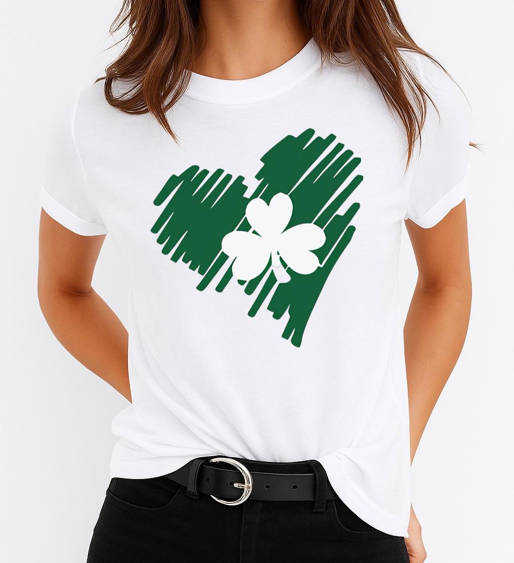 Tricou Alb Dama din Bumbac 100% - Green Heart