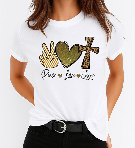 Tricou dama din bumbac 100% Peace Love Jesus