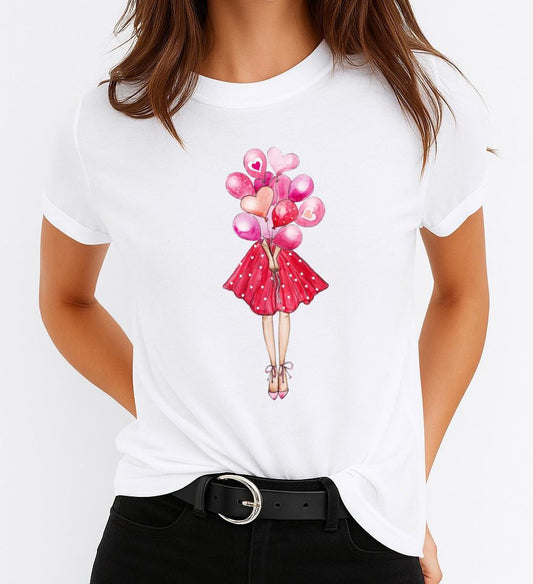 Tricou Alb Dama din Bumbac 100% - All Pink