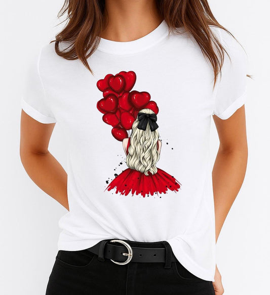 Tricou Dama Baloane Rosii 2 – Bumbac 100%