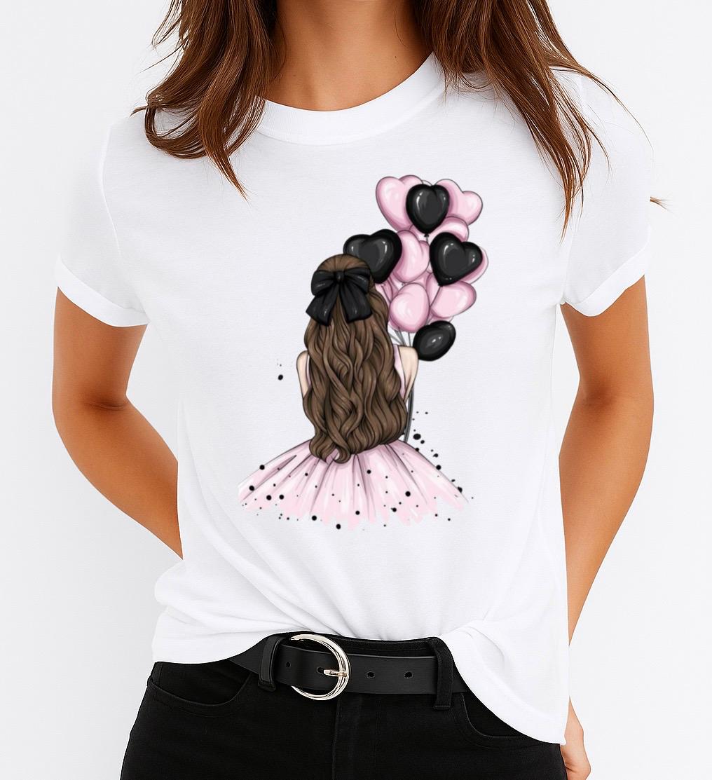 Tricou Dama Baloane Roz – Bumbac 100%