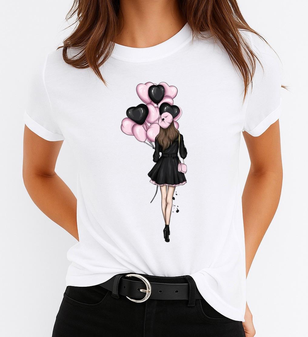 Tricou Dama Baloane Roz 2 – Bumbac 100%