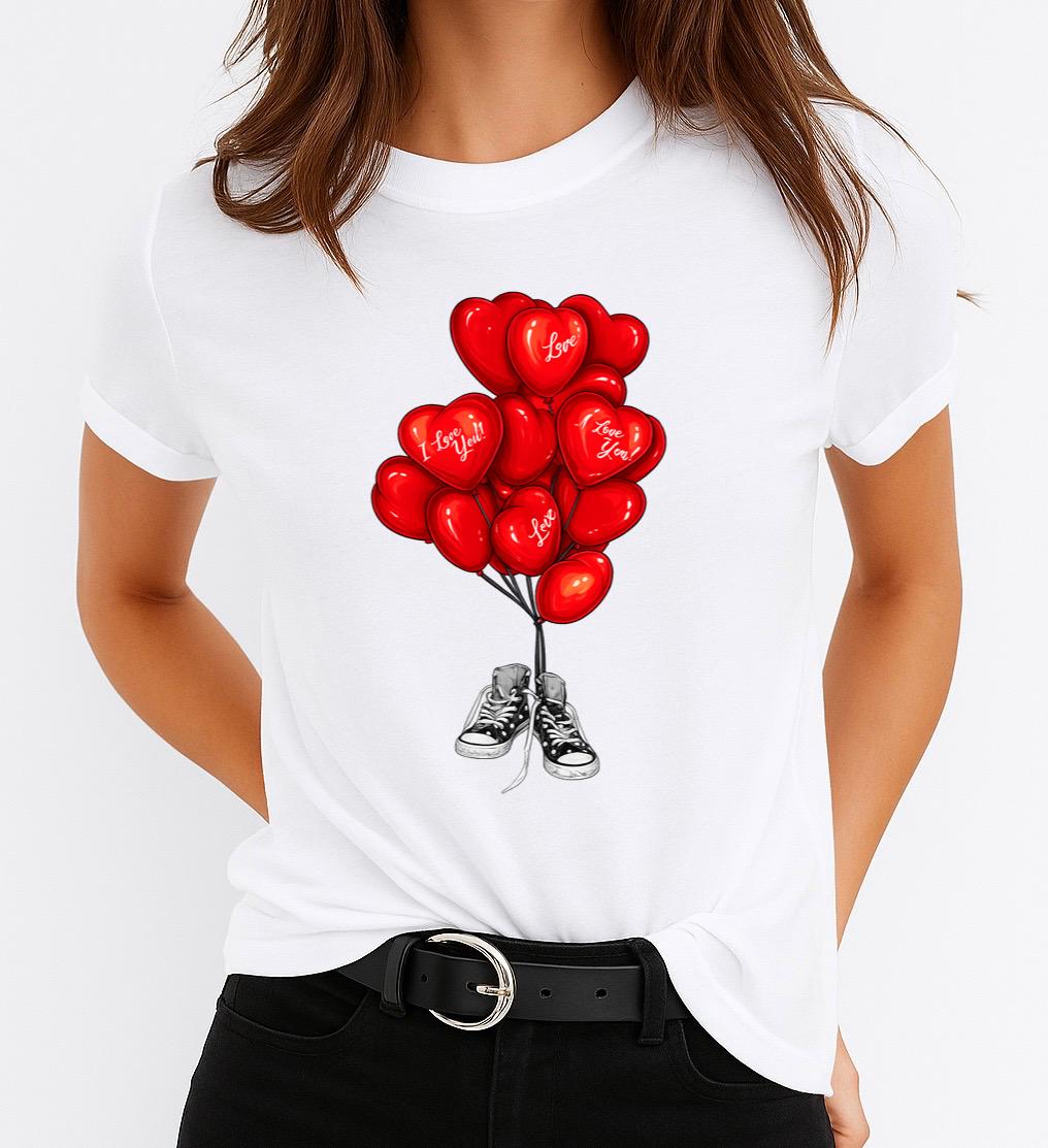 Tricou Dama Red Ballons – Bumbac 100%