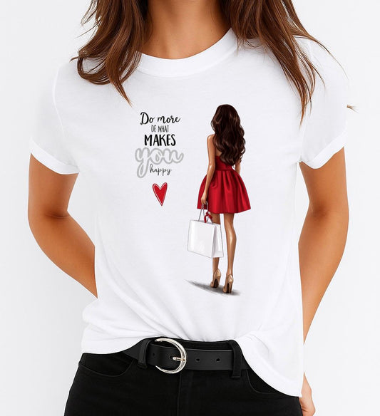 Tricou Alb Dama din Bumbac 100% - Makes You