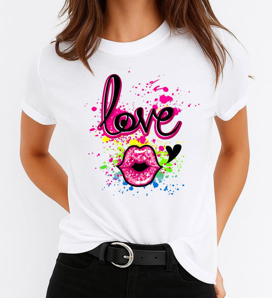 Tricou Dama Pink Love and Lips – Bumbac 100%