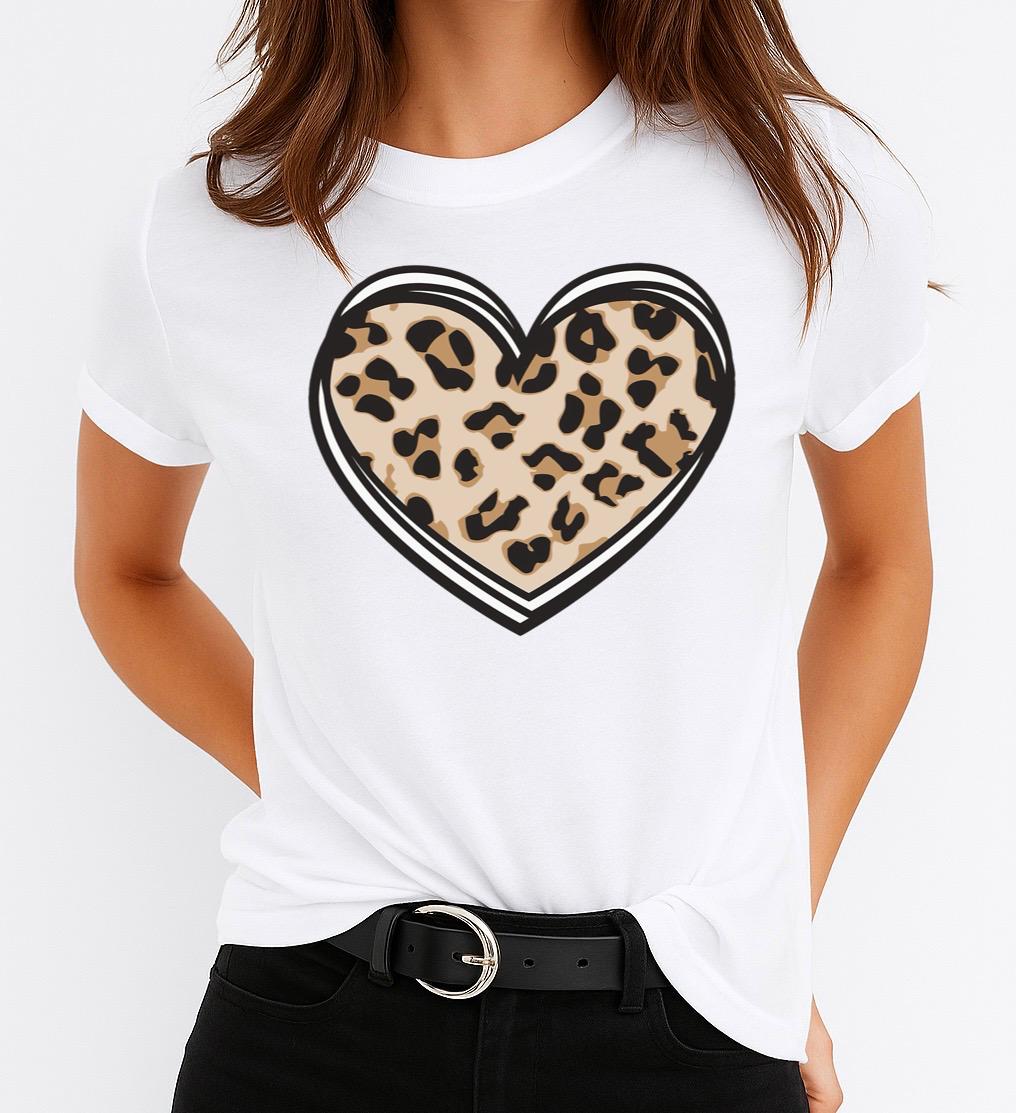 Tricou Alb Dama din Bumbac 100% - Simple Heart - MonCherie
