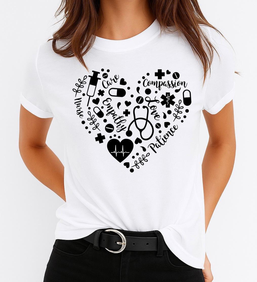 Tricou Alb Dama din Bumbac 100% - Compassion