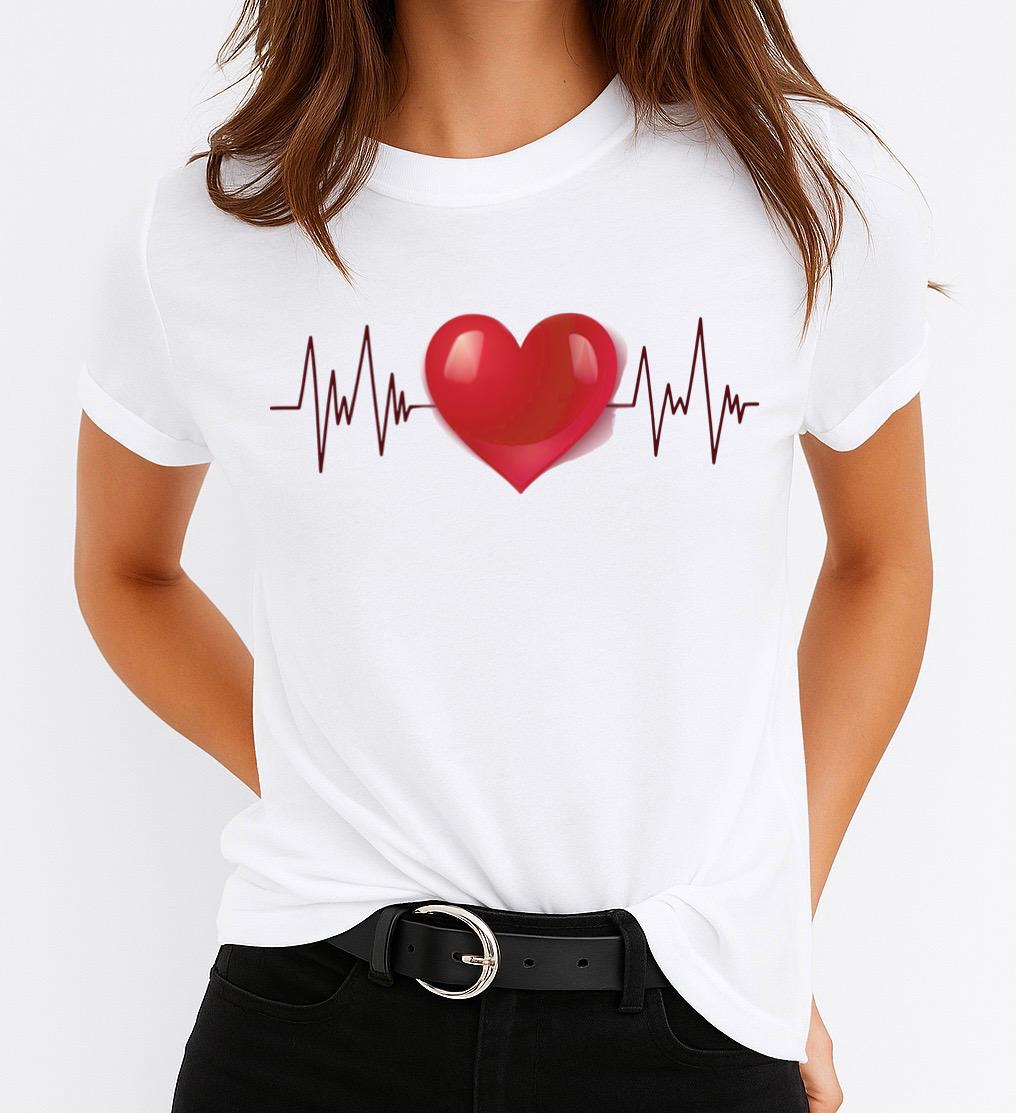 Tricou Alb Dama din Bumbac 100% - My Heart