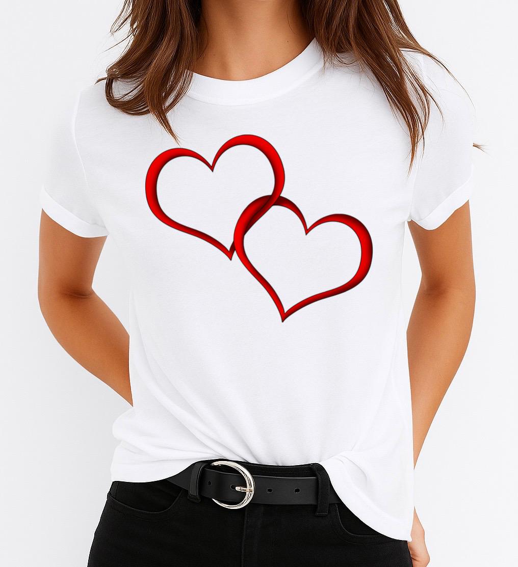 Tricou Alb Dama din Bumbac 100% - Red Heart 13 - MonCherie