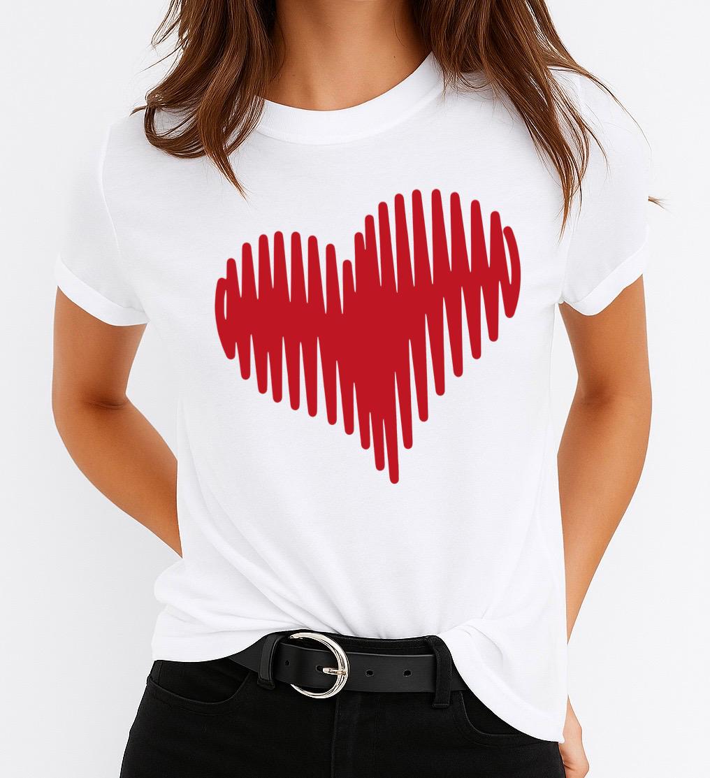 Tricou Alb Dama din Bumbac 100% - Red Heart - MonCherie