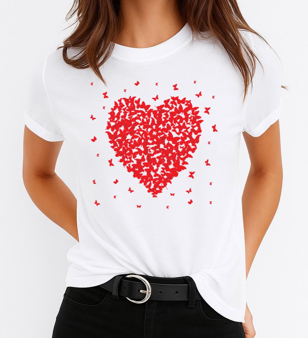 Tricou Alb Dama din Bumbac 100% - Heart 4 - MonCherie