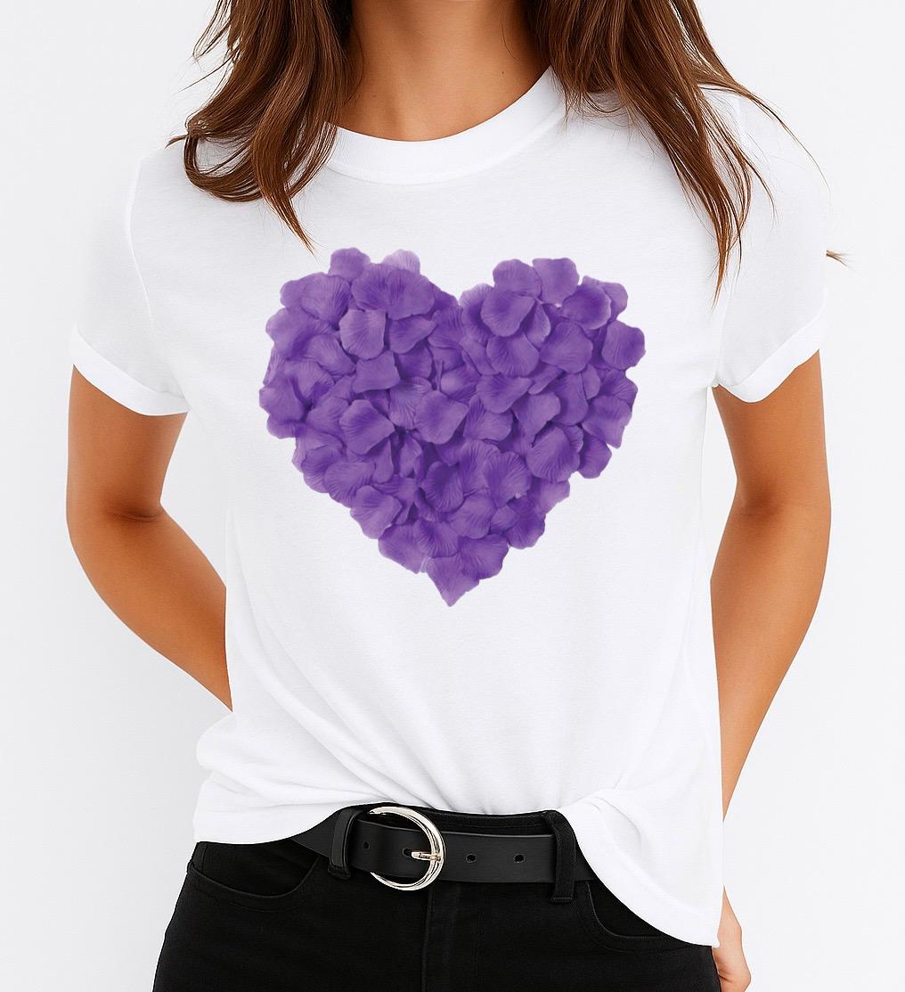 Tricou Alb Dama din Bumbac 100% - Mov Heart
