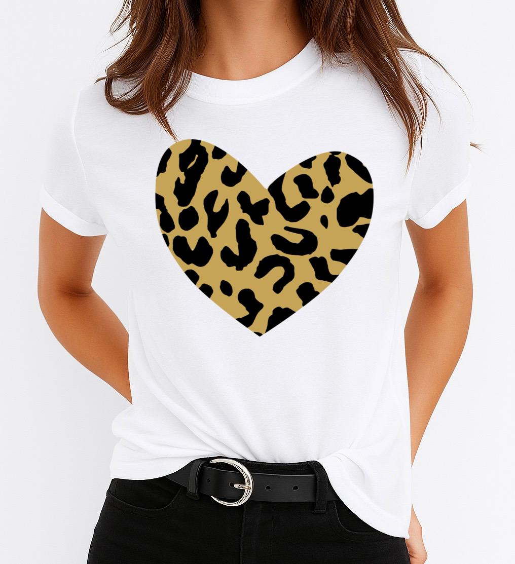 Tricou Alb Dama din Bumbac 100% - Yellow Heart