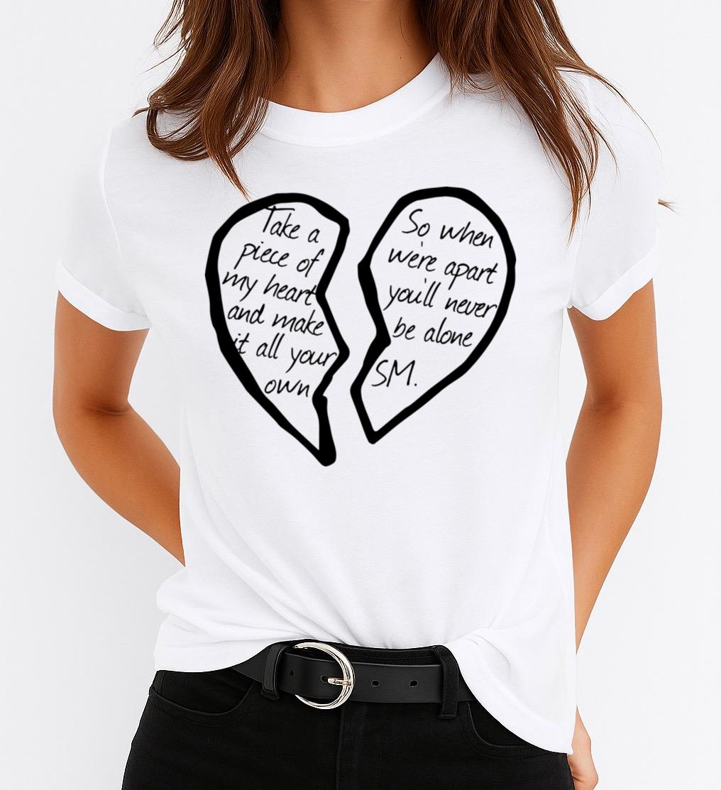 Tricou Alb Dama din Bumbac 100% - Take a Piece of My Heart - MonCherie