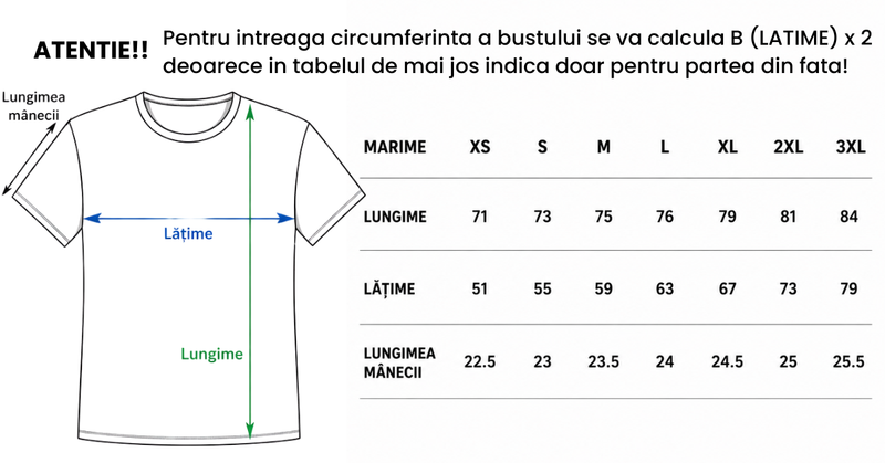 Tabel de mărimi Tricou Oversize Dama din Bumbac 100% - Huggable