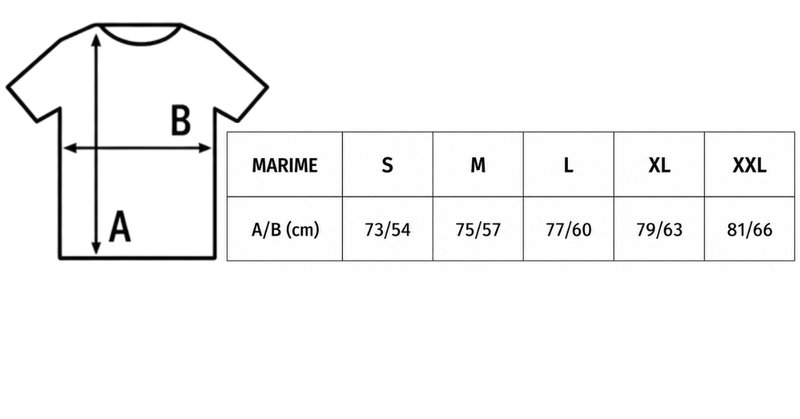 Tabel de mărimi Tricou Oversize Barbati din Bumbac 100% - MILF