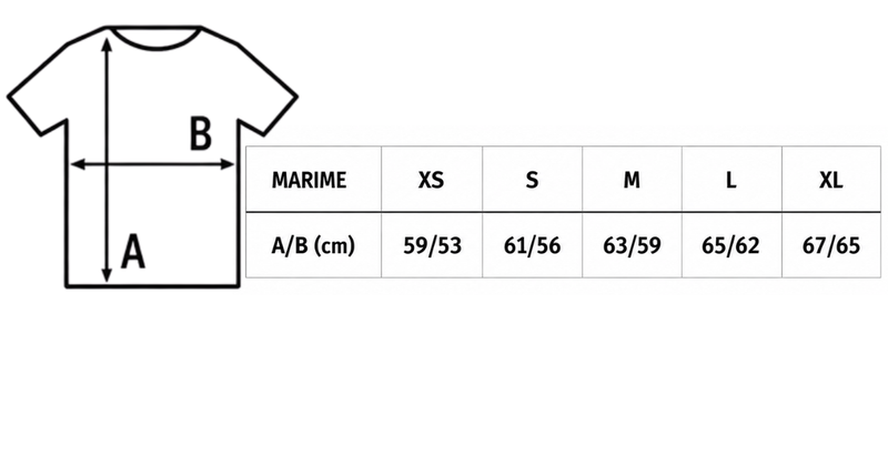 Tabel de mărimi Tricou Oversize Dama din Bumbac 100% - IBIZA