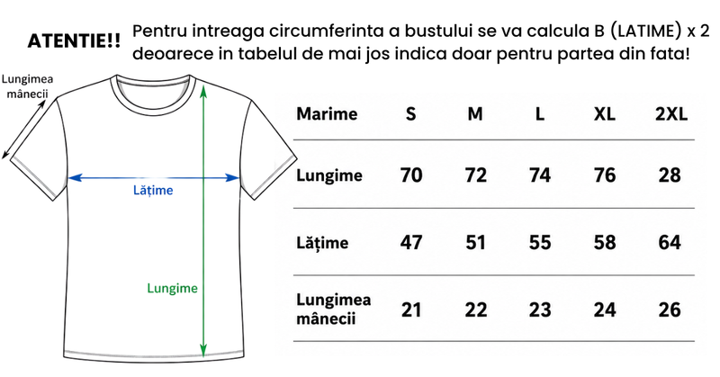 Tabel de mărimi Tricou Copii din Bumbac 100% - Barbati Tata si Baiat 2