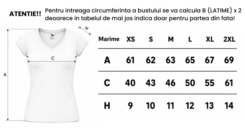 Tabel de mărimi Tricou Anchior Dama Red Flowers – Bumbac 100%